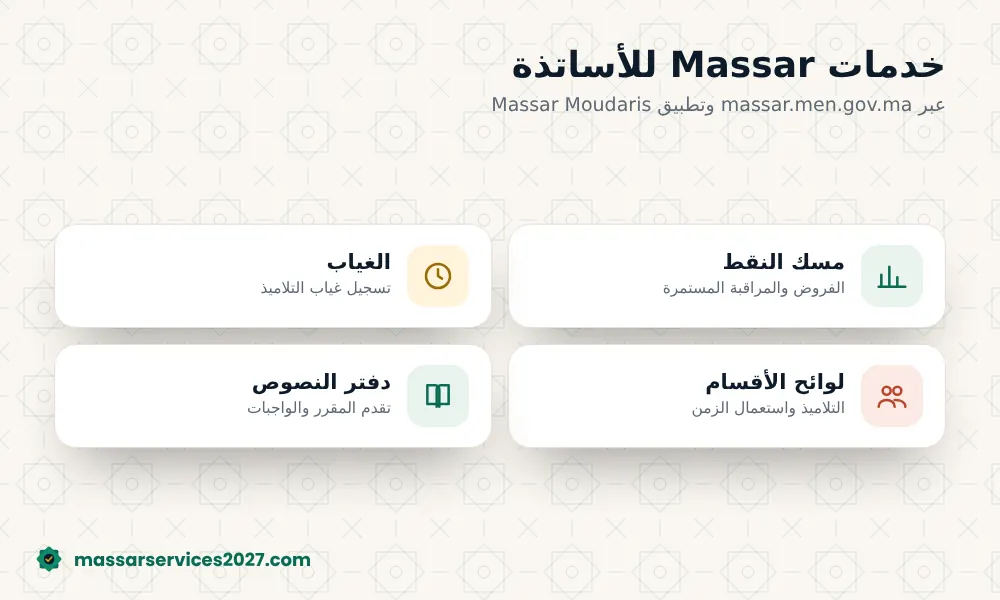 خدمات مسار مدرس: مسك النقط والغياب ودفتر النصوص